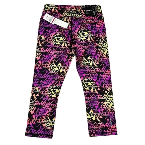 NWT HEAD Capri Cropped Tight Leggings Dri Motion Purple Cactus Flower Sz Small - Picture 8 of 8